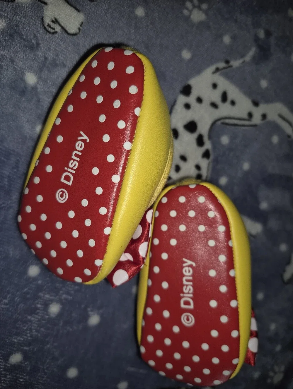 Disney Yellow Baby Shoes with Red Polka Dot Bow